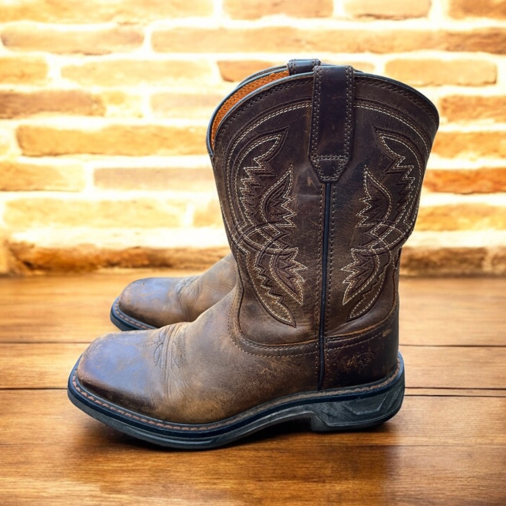 Ariat Kid's WorkHog XT Coil Square Toe Work Boots Brown Leather Size 3